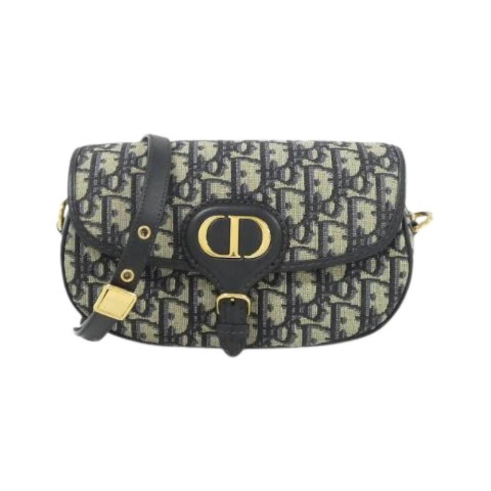 Dior Vintage Pre-owned Bobby East-West Oblique Canvas Calf Shoulder Bag - Vintage - Dame - Blå - ONE SIZE - Uld