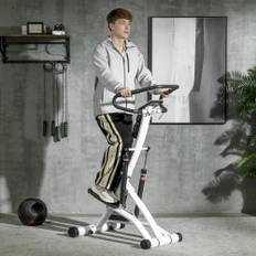 Stepper med styr, fitnessmotionscykel med LCD-skærm, motionscykel med 12 modstandsniveauer, sort + sølv, 80 x 61 x 134 cm