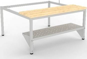 Skohylde til Proff bænk med 4 søjler, 120 cm, grå