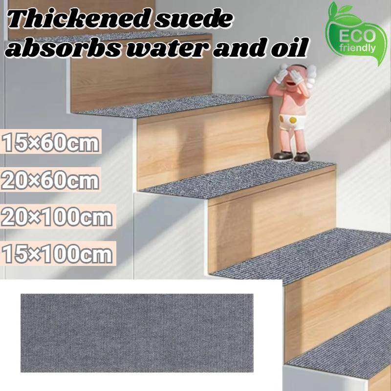 Självhäftande Halkfri Trappstegsmatta Randig Trappmatta Säkerhet Mjuk Golvmatta Heminredning Flera Storlekar 15X60cm 15X100cm 20X60cm 20X100cm ljusgrå