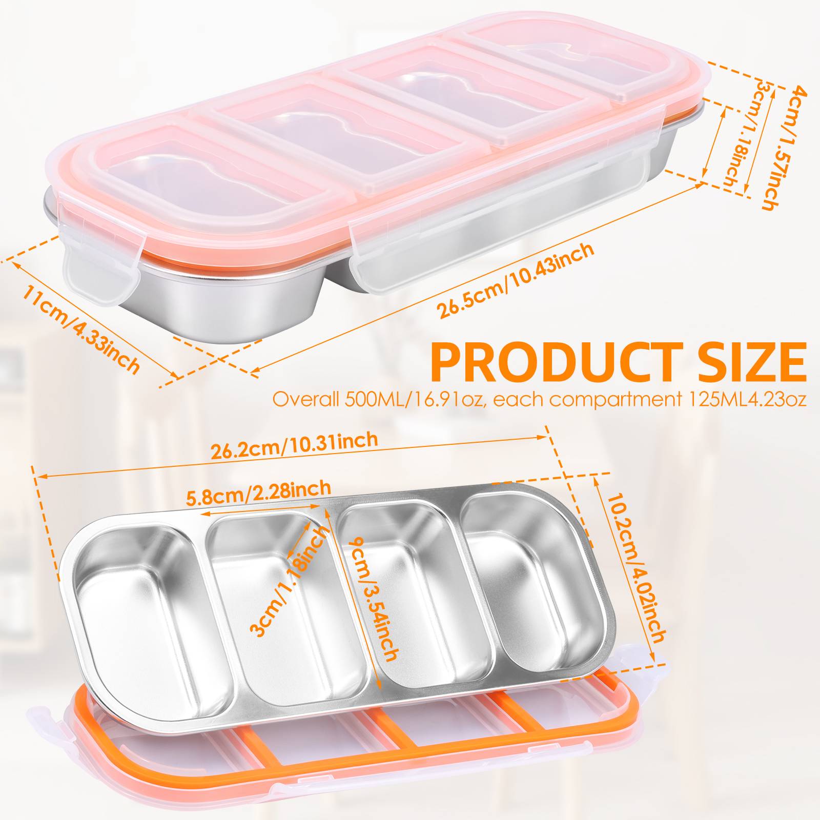 2Pcs 304 Stainless Steel Bento Box Fresh-Keeping Lunch Box Aesthetic Compartmentalized Container with Lid for Picnics And Work