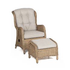 Rio fåtölj med fotpall natur/ljusbeige - Beige