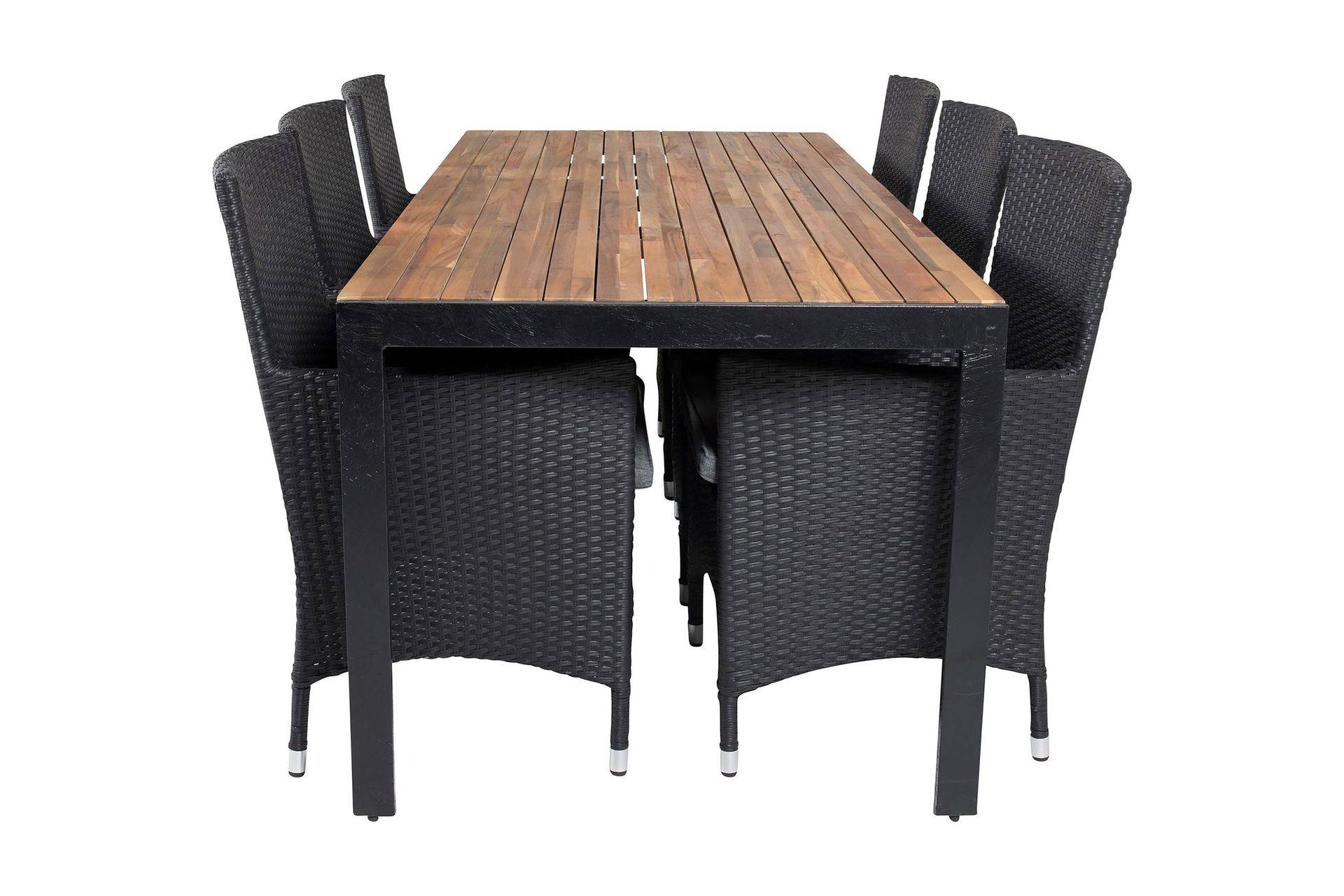 Bois Matgrupp Utomhus 200cm + 6 Malin Karmstolar - Natur utomhus Brun,Svart Venture Home