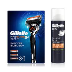 Gillette Proglide Manual Main Unit 3 Replacement Shaving Foam 245g Shaving Razor for Sensitive Skin Men (with Blades) + [Set Purchase] Men's