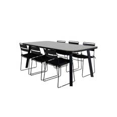 Paola Dining Table - Black Steel / Nature Wicker - 200*100+L