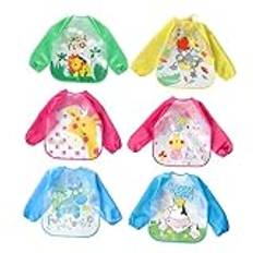 KOMBIUDA bebis ärmad haklapp vattentät haklapp EVA-material haklapp långärmad haklapp hakklap förkläde barn målar haklapp baby haklapp Tecknad serie Omvänd dressing småbarn