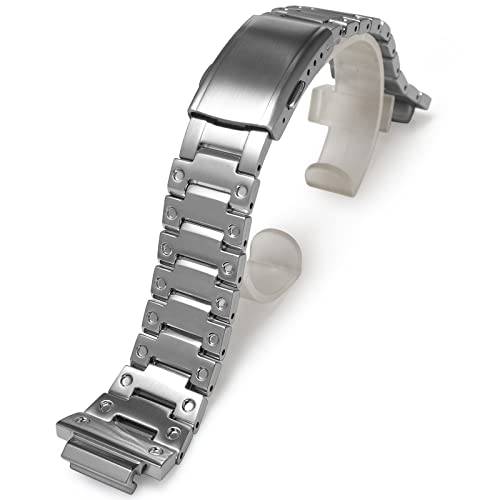 MOD Kit Schnellverschluss-Armband Metall Uhrenarmband modifiziertes Armband 316 Edelstahlband kompatibel mit Casio für G-shock Herren GM2100 GM2100B-3A (GM-2100, Silber)