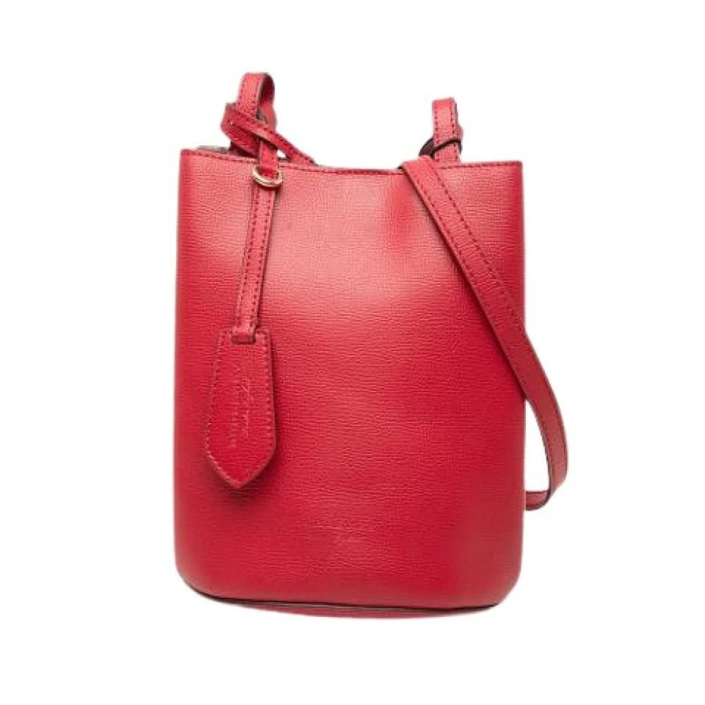 Burberry Vintage Pre-owned Bucket Bag - Vintage - Dame - Rød - ONE SIZE - Uld