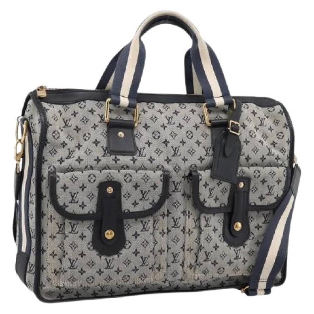 Louis Vuitton Vintage Pre-owned Monogram Mini Canvas Håndtaske - Vintage - Dame - Blå - ONE SIZE - Uld