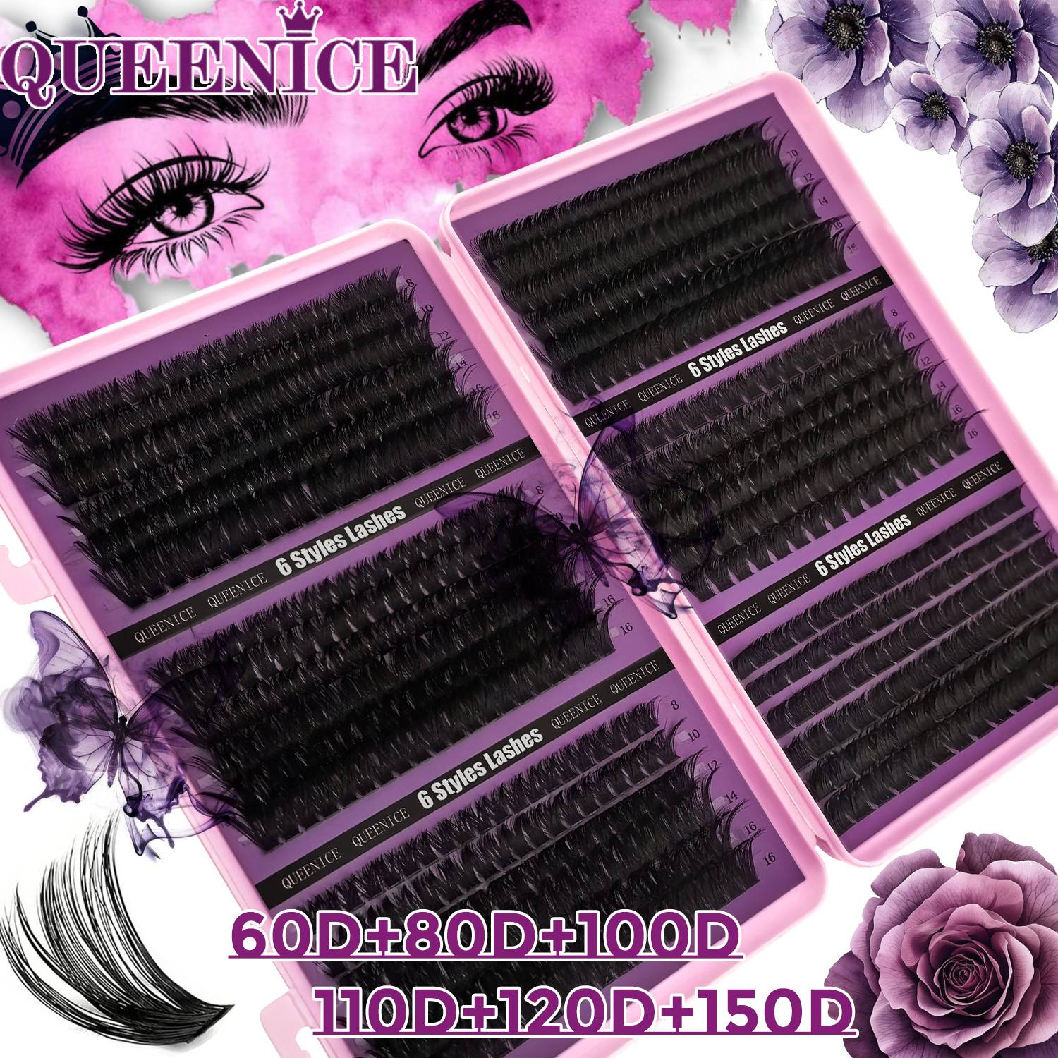 Fluffy Eyelash Clusters 160d And 260d, Density Cluster Lashes For Extensions, 12-24mm, Dramatic Long Eyelash Clusters, Lightweight Individual Lashes, D Cluster Lashes, Gorgeous Eyelash Extensions
