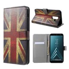 Samsung Galaxy A6 mobiletui i kunstlæder med printet mønster og magnetisk lukkefunktion samt pung - UK flag