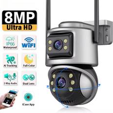 4K 8MP Dual Lens Dual Screen PTZ Camera Wifi IP Camera 8MP HD Security CCTV Video Surveillance Camera Auto Tracking iCsee P2P 8MP NO SD Card