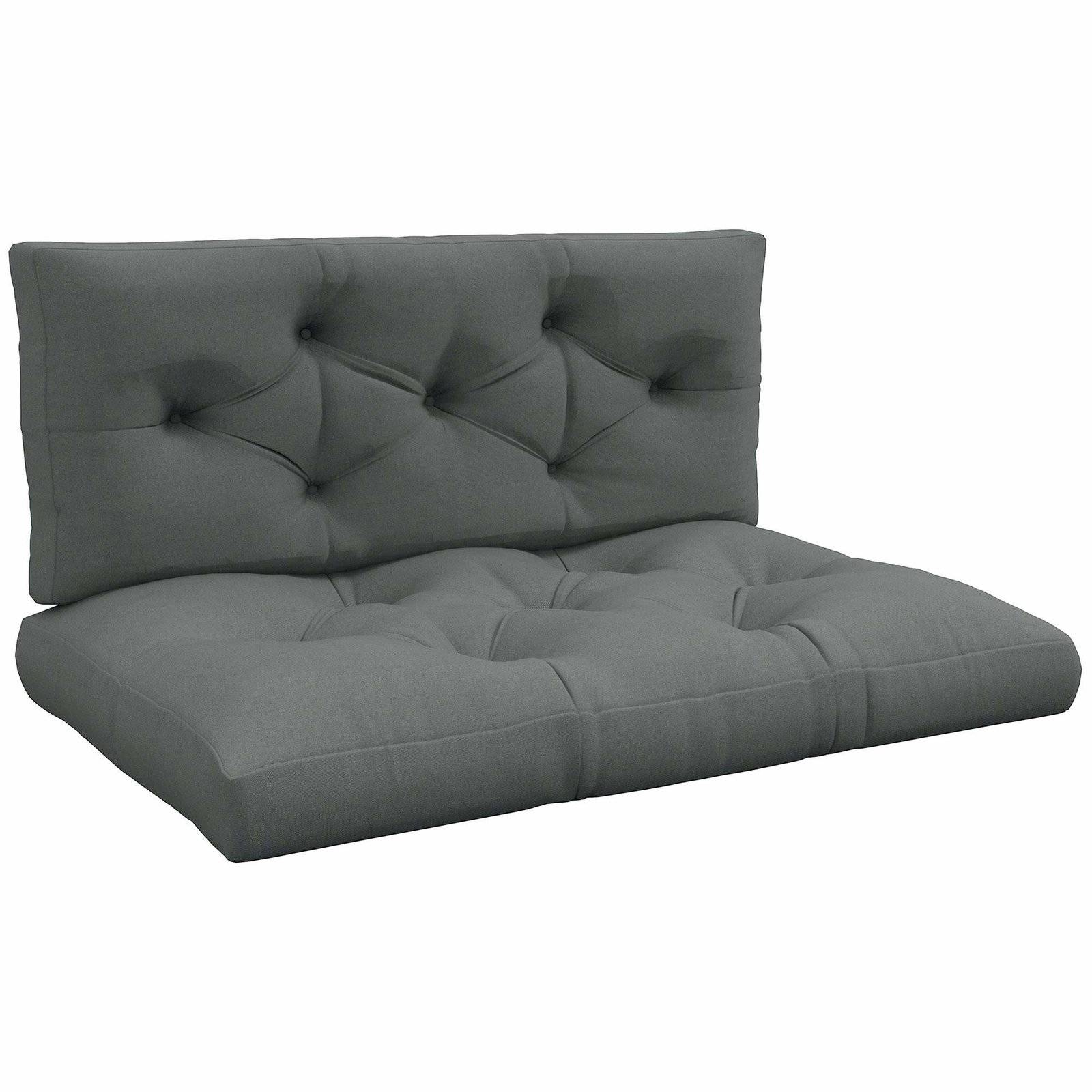 Set med sittdynor för utomhusbruk – Tuftad, Grå, 120x80 cm