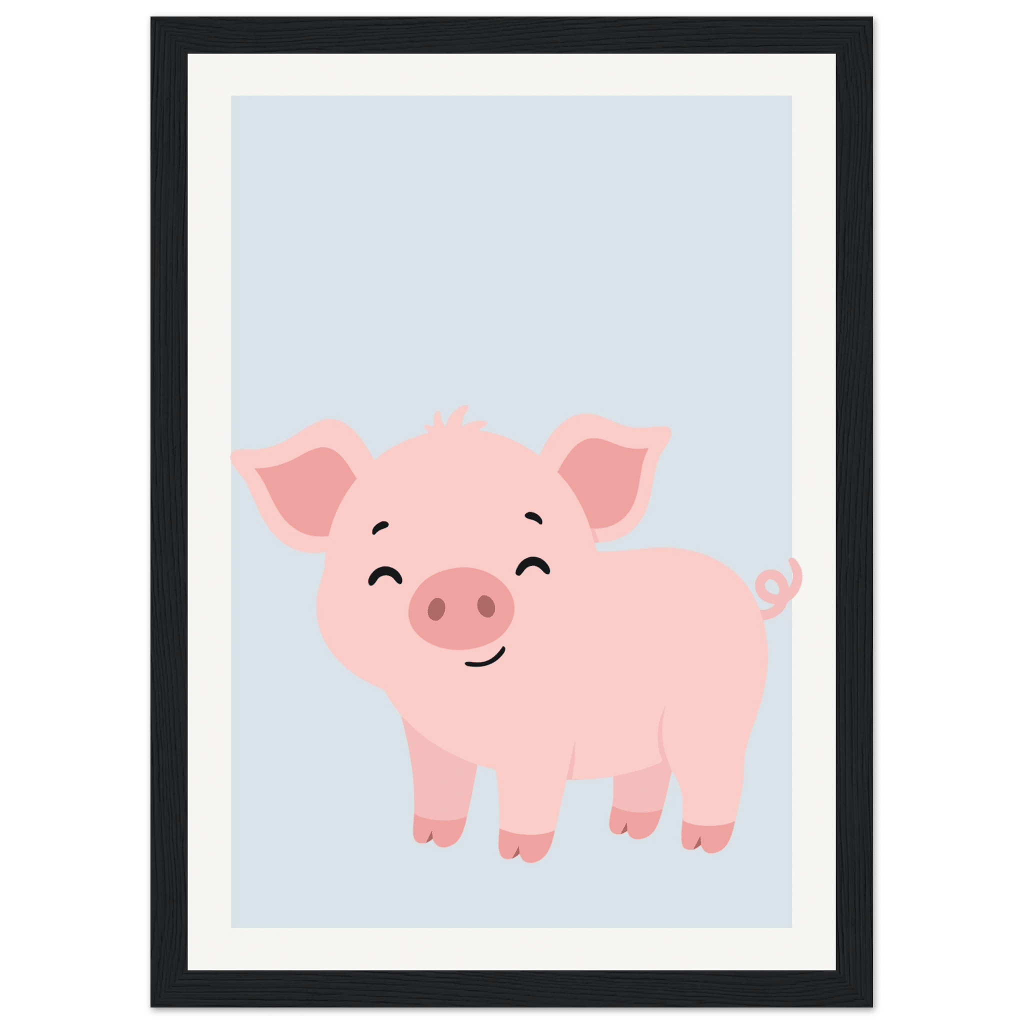 Söt liten gris poster-21x29.7 cm / 8x12" / Med ram / Svart