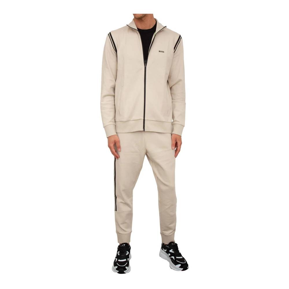 Boss Regular-Fit Træningssæt Sweatshirt - Træning - Herre - Beige - L - Bomuld