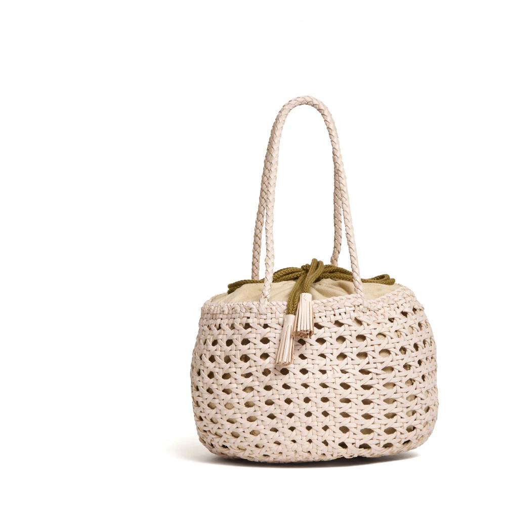 Dragon Diffusion Rund Skuldertaske med Snøre - Tasker - Dame - Beige - ONE SIZE - Uld