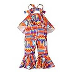 OBiQuzz småbarn flicka afrikanska traditionella ärmlösa volanger sparkbyxor barn Ankara rygglös barn casual kläder set badrock barn frotté, b, 5-6 år