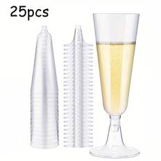25/50 st Champagne Flutes Plast Champagne Flutes Återanvändbara, Läskkoppar Glitter Champagne Flutes Återanvändbara Skaft Vinkoppar Cocktails, För trä - Multifärgad (Transparent 150ml1st,Transparent 150ml25st,Transparenta 150ml 10 st)