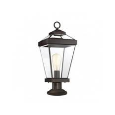RAVINE Udendørs sokkellampe i stål og glas H51,9 cm 1 x E27 - Antik bronze/Klar