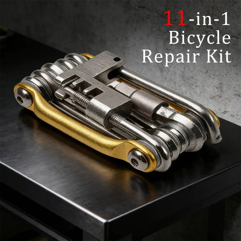 11 In 1 Bicycle Tool Chain Splitter Cutter Multifunction Repair Tool Kit Mountain Bike Wrench Screwdriver Bicycle Repair Set