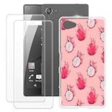 OAGELIM Tillverkad för Sony Xperia Z5 Compact Case + 2 st skärmskydd härdat glas, stötsäker stötfångare mjukt silikon TPU-fodral för Sony Xperia Z5 Compact (4,6 tum)