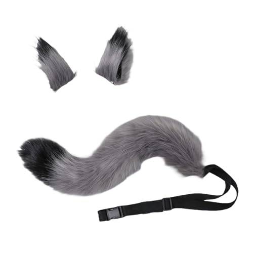 BaronHong varg, katt- och rävdräkt, svans och öronset, Halloween-kostymtillbehör, festtillbehör, halloween, jul (F, M)