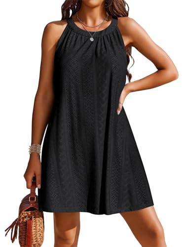 Zetieny Damen Strandkleid Sommer Bikini Cover Up Aushöhlen Trägerkleid