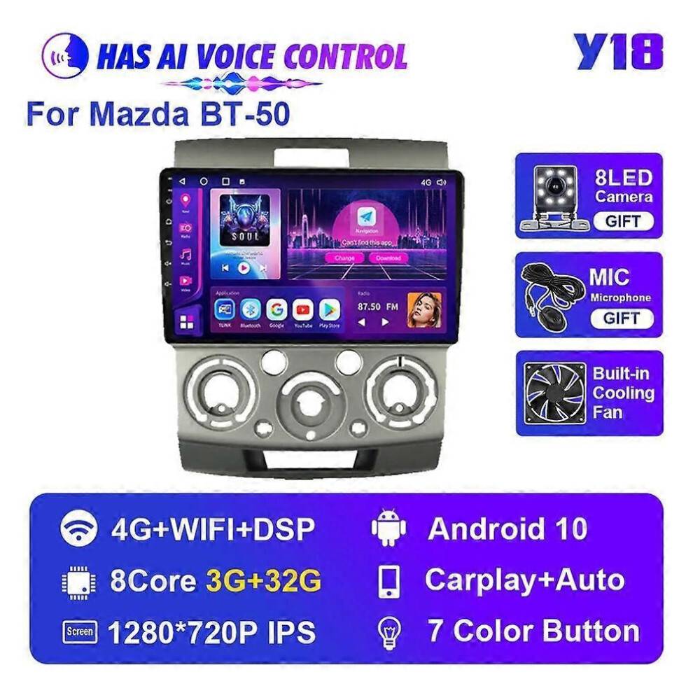 (Y18 3G 32G MAZ) Car Radio Multimedia Player For Ford Ranger 2 Everest 2 For Mazda BT-50 BT 50 2006-2011 Android Auto Navigation GPS Stereo Video