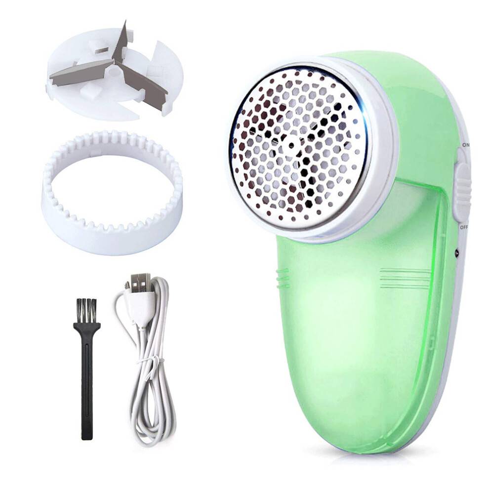 Defuzzer Deluxe Edition, fnugfjerner med 6 blade, sikker betjening, forlænget batterilevetid, genopladelig via USB, tøjfornyelse, velegnet til sofa,