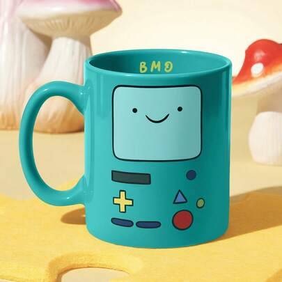1 st 10,14 oz/300 ml keramisk mugg med tryckt tecknat mönster, lämplig för vatten, mjölk, juice, kaffe, te, BMO, JAKE, FINN, LUMPY SPACE, ADVENTURE TI - Grön