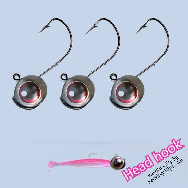 10Pcs 2.5g-5g 3D eye micro-object Lead Head Jig Hooks Jigging Bait Barbed Root Ned Hook Fishing T-tail Soft Lure fishing Tackle
