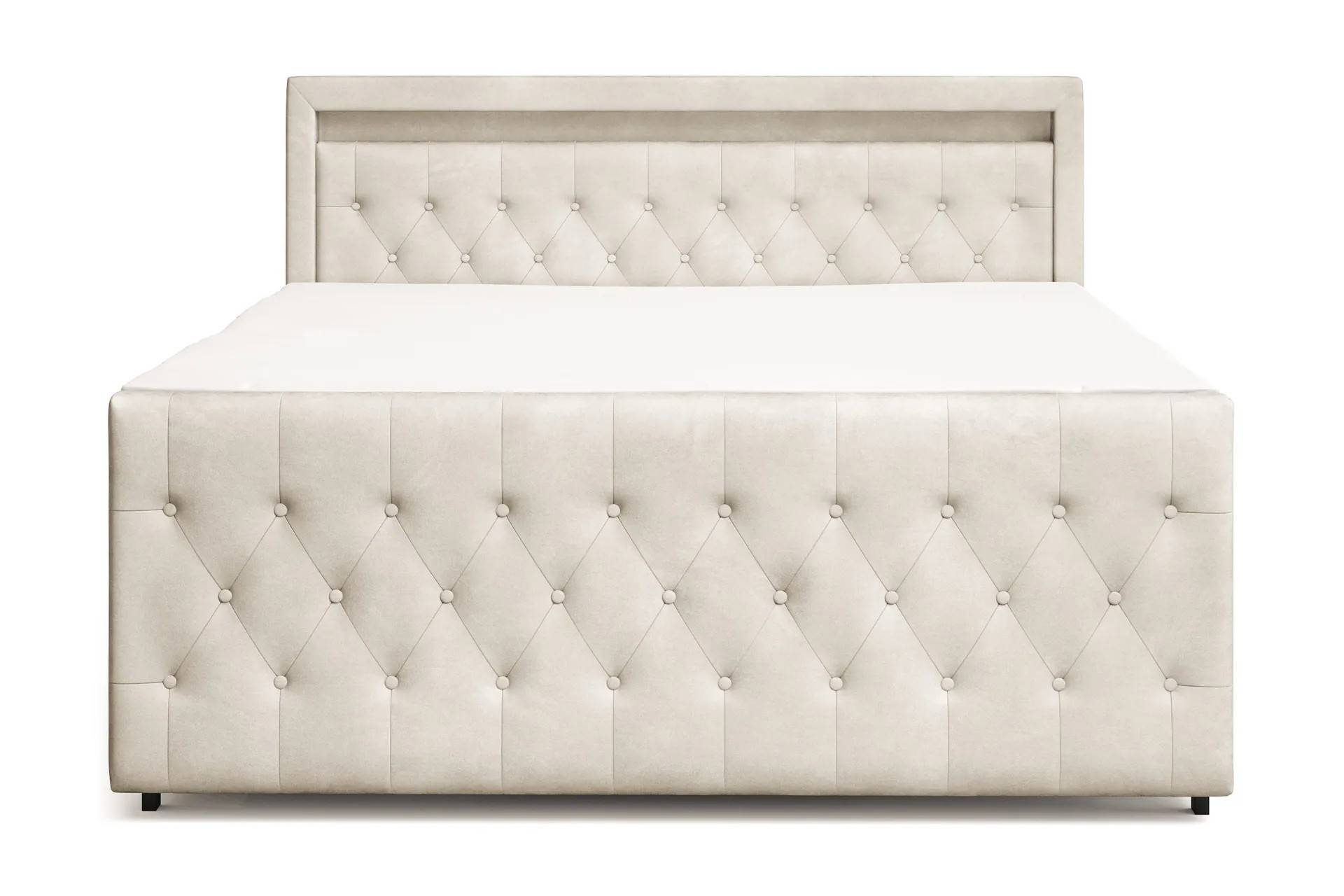 Cloud47 Franco light Komplett Sängpaket med förvaring LED-belysning 180x200 cm - Beige Kontinentalsäng