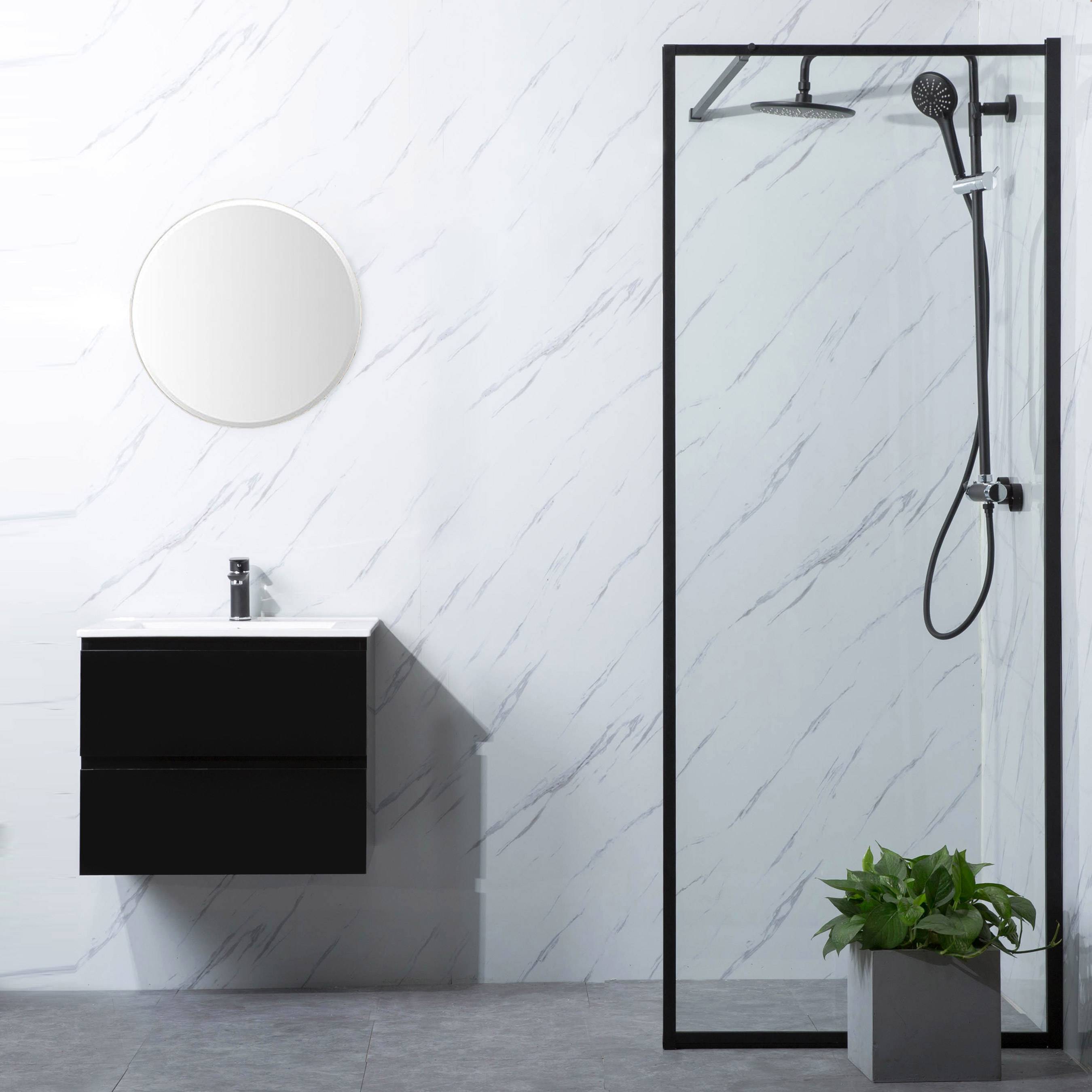 Duschvägg Bathlife Profil 700 P/P Klarglas Svart