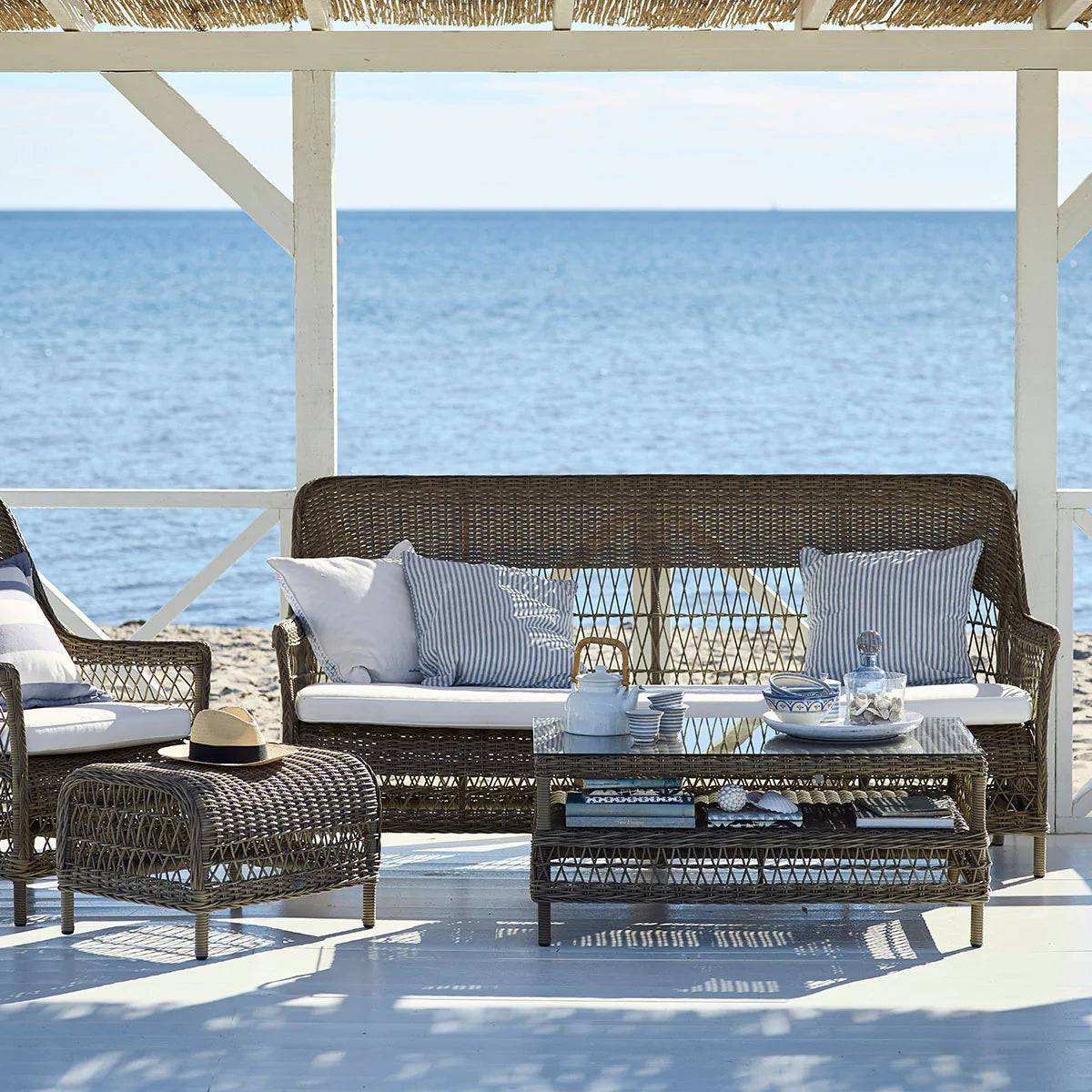 Hazel exterior loungebord inkl. glasplade - Natural.