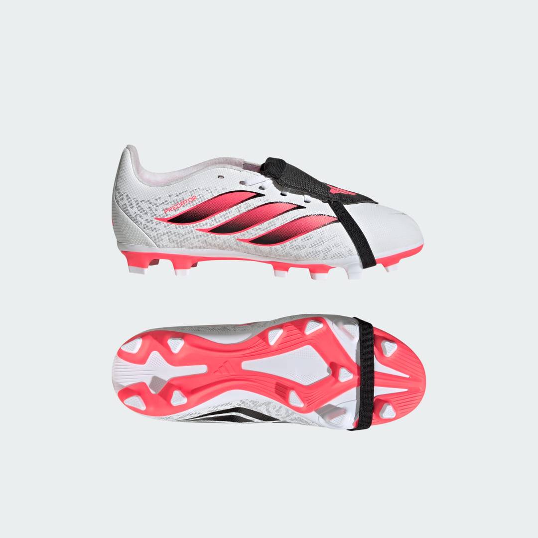 Predator Club Fold-Over Tongue Firm Ground / Multi Ground Football Boots Kids - Cloud White / Solar Turbo / Core Black - 34