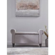 Velvet Slim Storage Ottoman - Grey