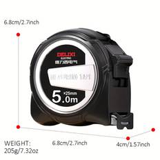 TEMU Electric Retractable Steel Tape Measure - , Electroplated, 7.5m/25mm, 5m/25mm, 5m/19mm, /19mm, Ideal For Crafts, , And Precision Measurements
