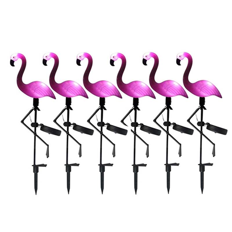 Ledd solflamingo trädgårdslampa simulerad gräslampa vattentät sol ledd ljus utomhus för trädgårds uteplats dekoration belysning - 6 st
