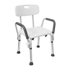 Froadp Halkfria toalettstolar i aluminium, 75–88 cm, justerbar höjd badpall med armstöd och ryggstöd, mobil duschhjälpduschstol för äldre gravida kvinnor vård