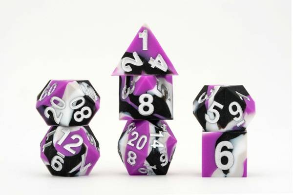 Dice - Terningesæt - 7 terninger - FanRoll/Metallic Dice Games: Pride - Asexual Flag