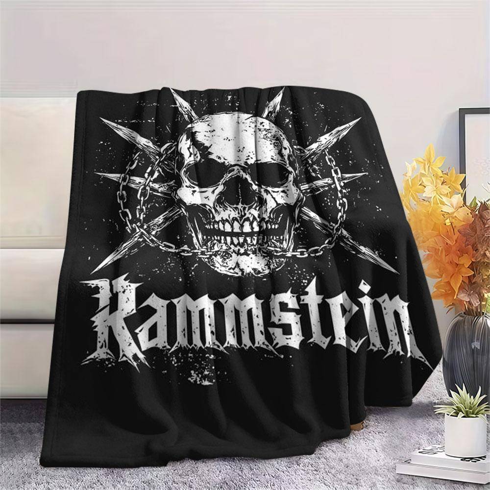 Rammstein Hårdrocksband Tryck Flanellfilt Sovrum Soffa Camping Varm filt Gåvor till familj och vänner-MJ004 gray