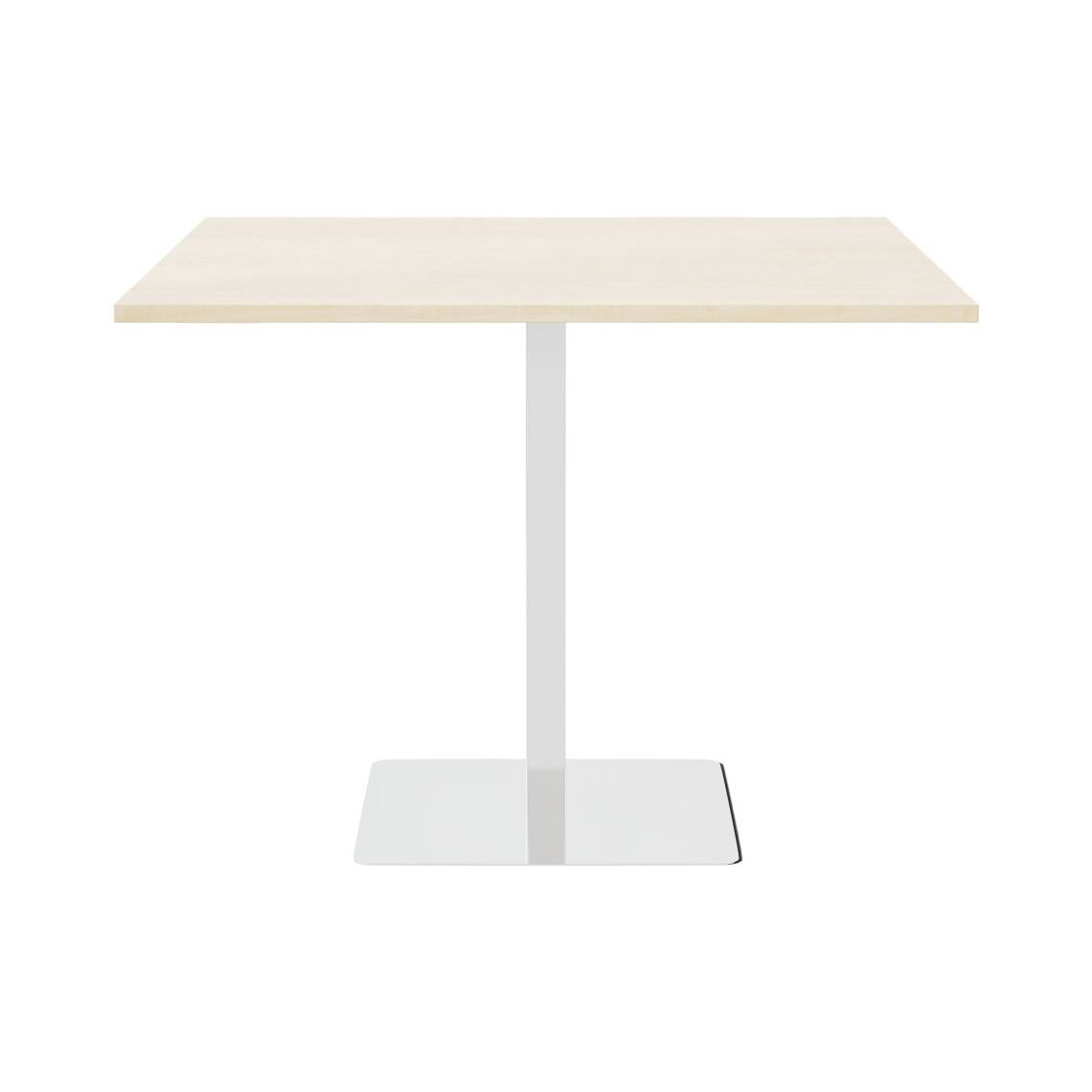 Cafébord Kvadrat, Storlek 100x100 cm, Bordsskiva Björk, Stativ Polerat stål