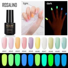Rosalind Nagellack Soak Off UV Gel Night Glow In Dark Gloss Gel Lak Gel Polish Need Base Top Coat Fluorescerande Lysande