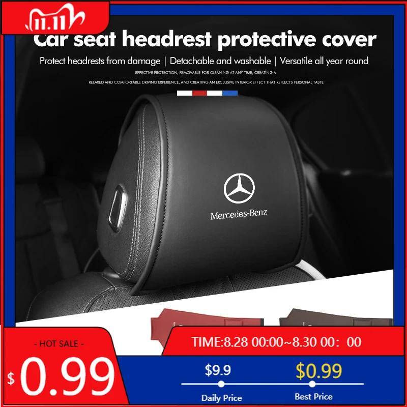 GLC GLB Bil Läder Nackstöd Smutsavvisande Skydd Anti-repa Kuddfodral För Benz CLK GLC W212 C200 C300 W203 W204 W205 W169 W176 gray
