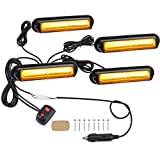 EYPINS 4X 13cm COB LED-blinkers fram, varningsljus varningsljus stroboskop blinkande ljus LED-blinker orange 12/24V 40W IP65 18lägen för lastbil traktor bil lastbil nödgaffeltruck nödvarning