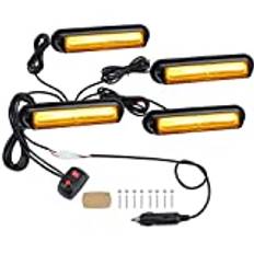 EYPINS 4X 13cm COB LED-blinkers fram, varningsljus varningsljus stroboskop blinkande ljus LED-blinker orange 12/24V 40W IP65 18lägen för lastbil traktor bil lastbil nödgaffeltruck nödvarning