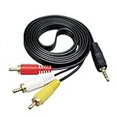 3,5 mm till RCA videokamera AV-kabel, 5 fot 3,5 mm till 3RCA video-ljudutgångskabel för TV, surfplatta, smartphone, MP3-spelare, DVD, CD, radio, dator, set-top box och hemmabio