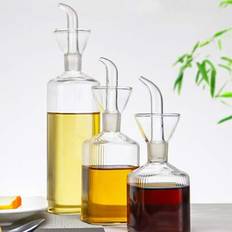 1 st minimalistisk glasoljeflaska i nordisk stil, kreativ kryddflaska för kök, sojavinägerflaska i glas för hushåll - Genomskinliga ränder (Litet fyrkantigt rör,Mellanstort fyrkantigt rör,Stort fyrkantigt rör)