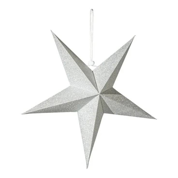 Foldestjerne, Ø60cm, sølv, julepynt.