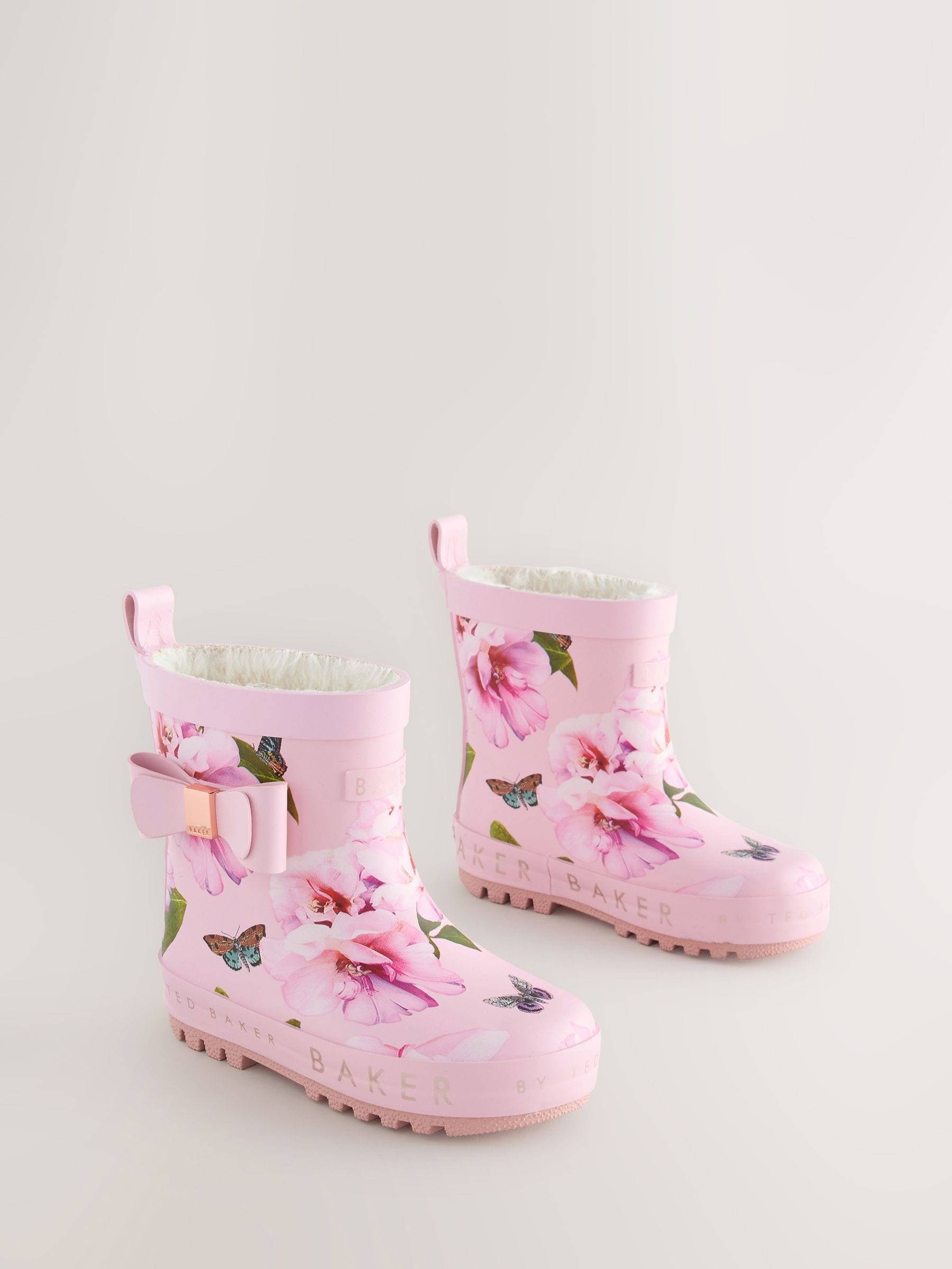 Baker by Ted Baker Baker by Ted Baker Girls Faux Fur Lined Welly Boots with Bow
